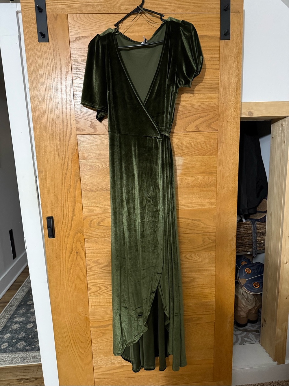 Baltic Born Olive Velvet Wrap Maxi Dress